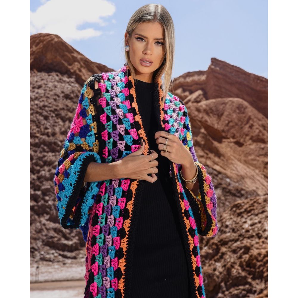 Kimono Tricot Kimono Feminino Colorido Crochê Kimono De Tricot