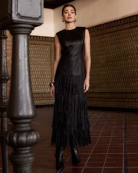 Vestido-Couro-Franja
